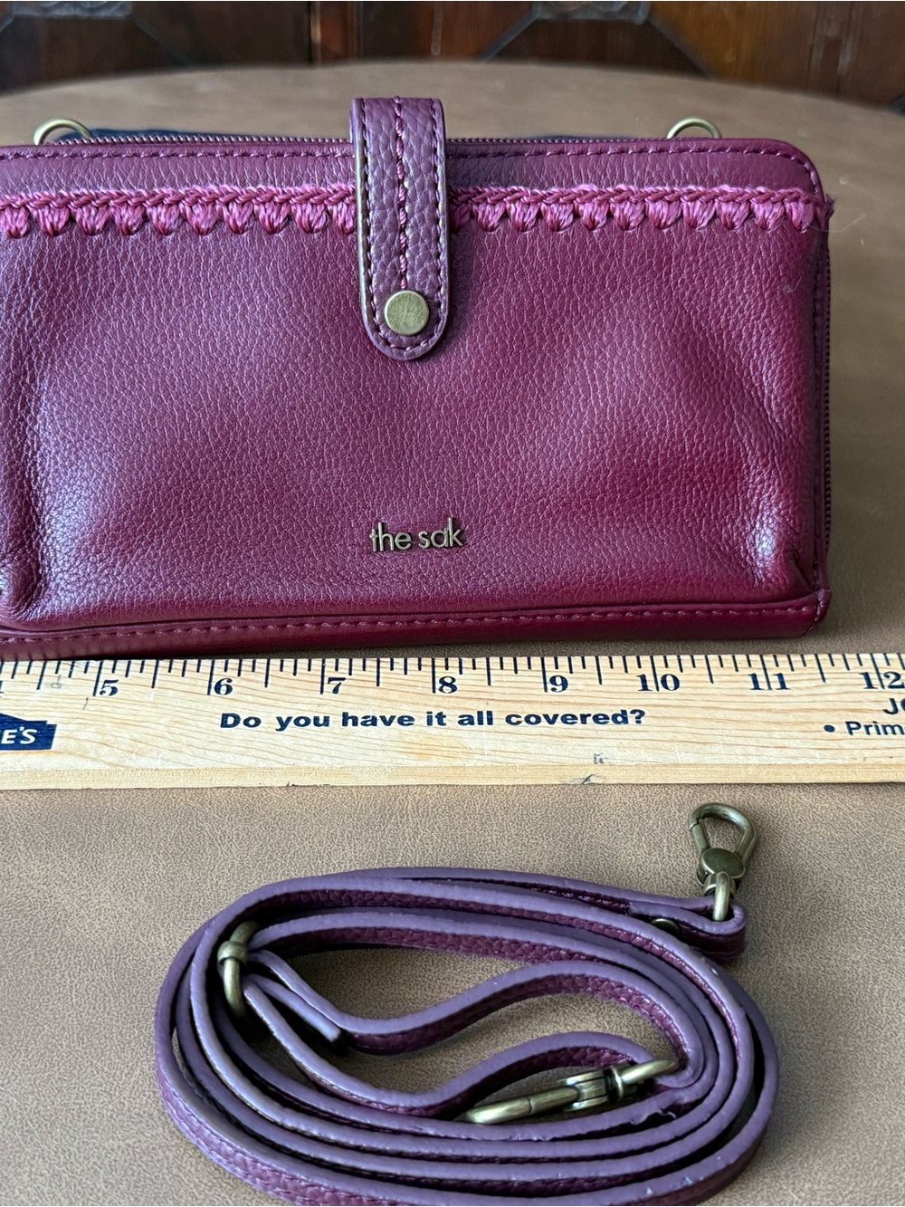 The Sak Plum Leather Crossbody Wallet Bag